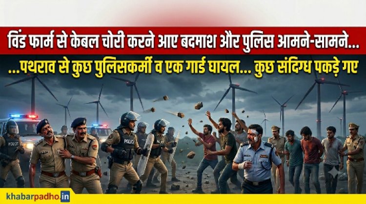 रिंगनोद क्षेत्र में विंड फार्म की केबल चुराने आए बदमाशों ने पथराव किया, पुलिसकर्मी व गार्ड को चोट आई, कुछ बदमाश पकड़े गए
