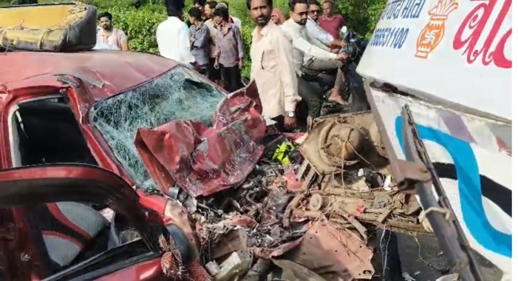 एक और दर्दनाक हादसा : जावरा के पास बनवाड़ा निवासी युवक व उसकी सास की अरनोद में मौत, बस ने मार दी कार को टक्कर