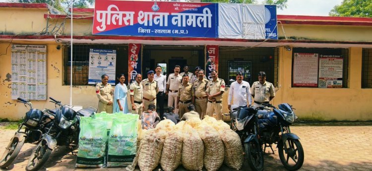 महू-नीमच हाइवे पर चलते ट्रकों से माल उड़ाने वाले गिरोह का पर्दाफाश, 4 बदमाश दबोचे, देसी कट्‌टे सहित 8.59 लाख का माल बरामद